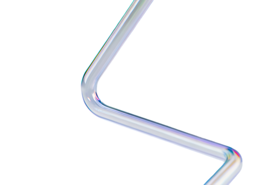 Close up of a clear plastic drinking straw with a bend isolated on transparent background
