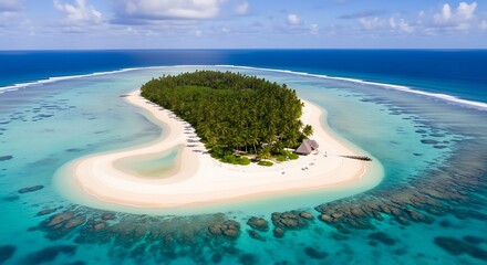 Tropical Island Paradise - Aerial View of a Secluded Beach Getaway.