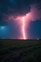 Breathtaking Thunderstorm Dramatic Thunderbolt Striking Dark Landscape
