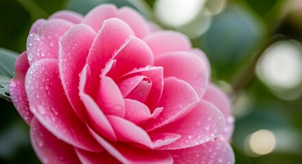 Pink Camellia Blossom - A Close-Up of Delicate Petals.
