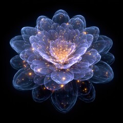 Obraz premium Glowing lotus flower with fractal details