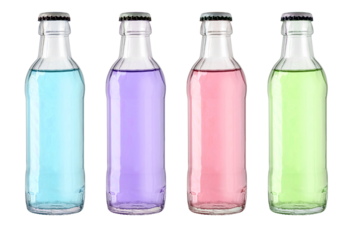 Colorful refresh drinks bottles with transparent background