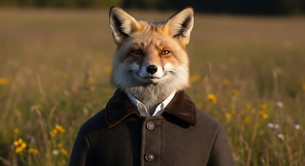 Anthropomorphic Fox in a Field.
