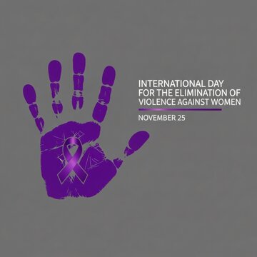 Purple handprint for international day for the elimination of violence against women