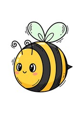 Adorable Cartoon Bee Illustration with Sweet Expression and Striped Body.