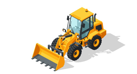 Fototapeta premium Yellow bulldozer isometric design for construction projects