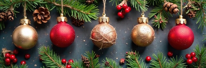 Charming Rustic Christmas Ornament Arrangement Homemade Holiday Decor with Pinecones, Berries, and Twine