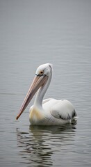 Pelican Portrait - Graceful Bird Floating on Calm Water.