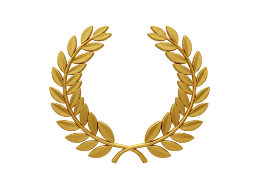 Golden Laurel Wreath Symbol of Victory, Achievement, and Honor on White Background