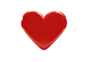 Obraz premium Glossy Red Heart Illustration on White Background Symbol of Love and Affection