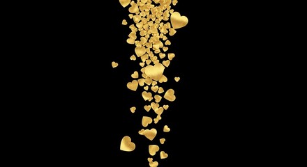 Golden Hearts Cascade - A Symbol of Love and Affection on Black.