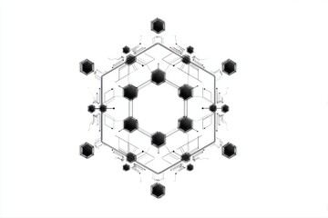 Hexagon Technology Network Abstract Blockchain Connection Data Structure on transparent background