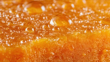 Orange surface with water droplets closeup