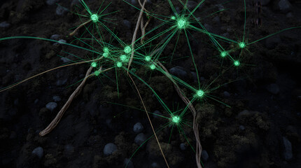 Bioluminescent Mycelium Network Fused with Data Cables