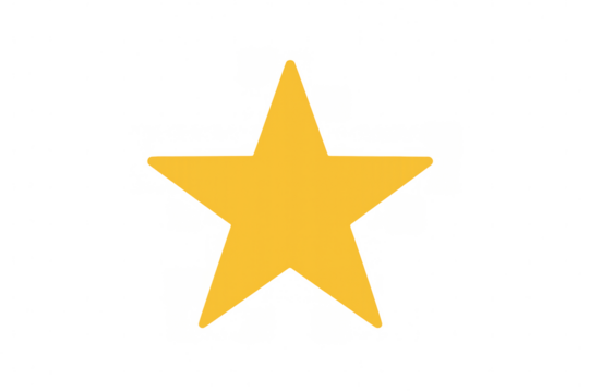 Golden five-pointed star symbol representing quality, award, rating, success, and excellence on transparent background