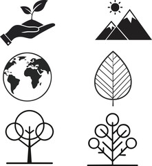 Nature and Ecology Icons – Environment Line Vector Set