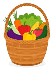 Colorful vegetables in a wicker basket