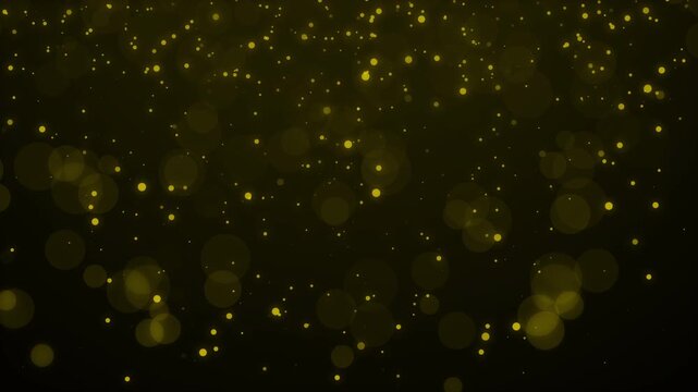 Abstract gold bokeh lights and gold glitter particles animation. sparkling golden glitter falling animated overlay with bokeh effects. Glitter bokeh light dust particle confetti. Festive background
