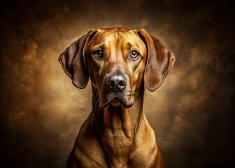Majestic Rhodesian Ridgeback Dog Portrait: Vintage Sepia Photography