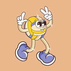Retro character design from cute volleyball