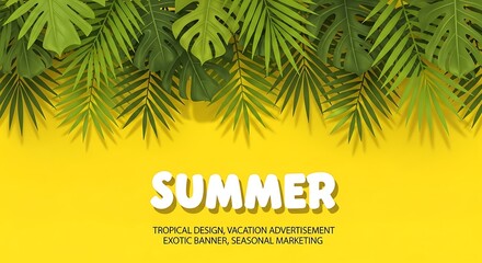 Obraz premium Summer Tropical Design Vacation Advertisement Exotic Banner Seasonal Marketing.