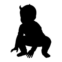 Obraz premium Black silhouette baby devil horns white