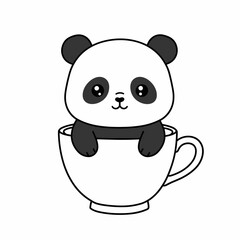 A cute baby panda bear character illustration with black and white face is a fun vector drawing of this wild animal from China's bamboo forests