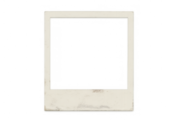 Distressed instant camera print frame with empty space, perfect for memory and nostalgia concepts, transparent background