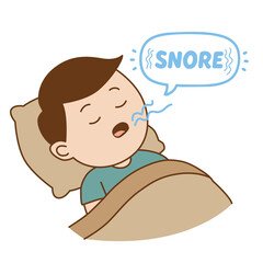 A man sleeping and snoring with sleep apnea, illustration cartoon on white background