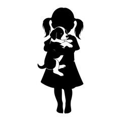 Girl holding puppy child