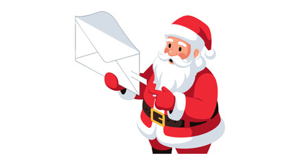 Fototapeta premium Cheerful santa claus holding lined paper plane