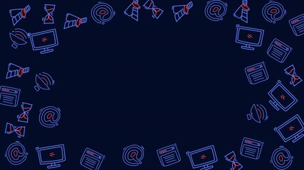 Doodle technology frame on dark blue background. 4k video. - Powered by Adobe