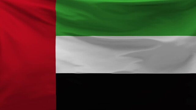 The United Arab Emirates flag is waving in the wind.