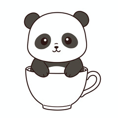Obraz premium A cute baby panda bear cartoon illustration isolated with a happy smile