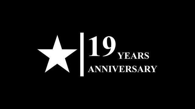 19 years anniversary motion graphic 4K footage with star. 4K motion animation. particles and number. Animated 19 years Birthday Wishes , Background with alpha channel 4k ..