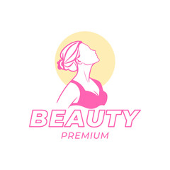 woman beauty logo design vector