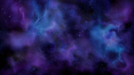 Fototapeta premium A Vivid Cosmic Nebula in Deep Space Featuring Swirls of Purple and Blue Colors with Distant Stars Embellishing the Night Sky