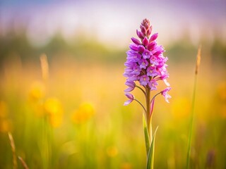 Miniature Purple Orchid in Vast Landscape - Tilt-Shift Photography