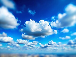 Miniature Sky: Tilt-Shift Blue Sky with Scattered Clouds - Stunning Aerial View