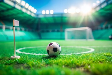Miniature Soccer Field: Rotating Ball with Banner, Tilt-Shift Photography