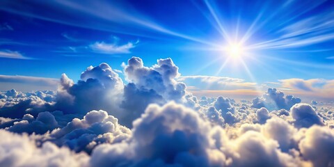 Miniature Sunbeams: Fluffy Cloudscape, Tilt-Shift Blue Sky