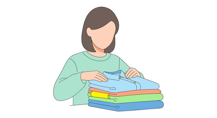 Woman folding clothes neatly for fresh start in decluttering process  