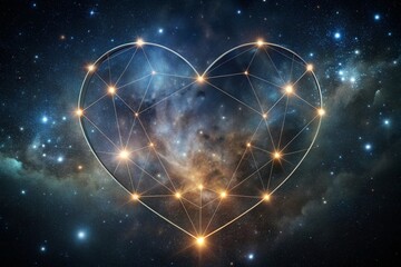 Minimalist Astronomy Heart: Celestial Love PNG, Starry Night Galaxy Background