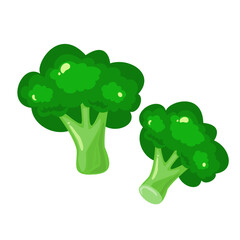 Green broccoli cartoon. Fresh and simple vegetable vector illustration. Can be used for wallpaper and sticker 