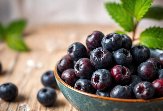 fresh blueberries in a bowl - Powered by Adobe