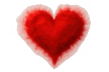 Red heart cloud transforming into fluffy cotton candy shape for love and romance concepts, transparent background