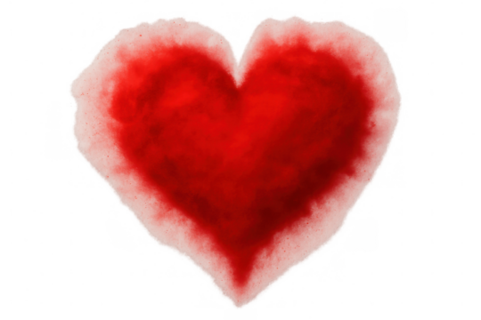 Red heart cloud transforming into fluffy cotton candy shape for love and romance concepts, transparent background