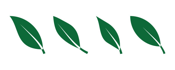 Green leaf icons set. Leaves icon on isolated background. Collection green leaf. Elements design for natural, eco, vegan, bio labels.