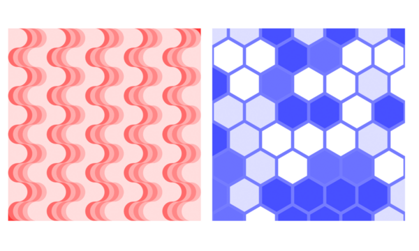 Abstract geometric design featuring red and blue shapes on transparent background - Powered by Adobe