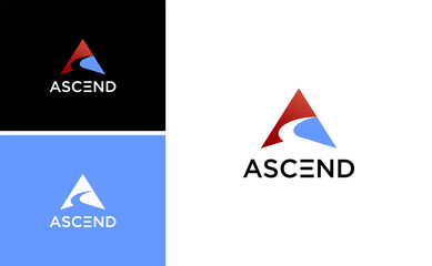 Ascend solution pathway logo vector design with abstract arrow symbol modern growth concept creative progress innovation success vision and corporate business brand identity illustration
